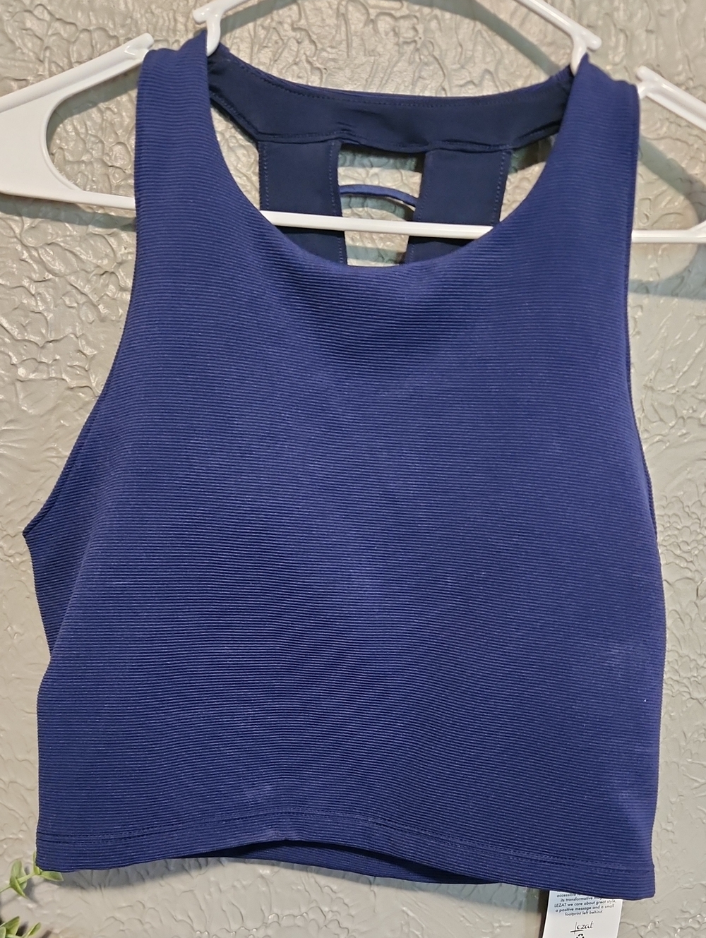 W Medium Lezat Navy High Neck Padded Tank/ Sports Bra Criss Cross Back - Picture 5 of 5
